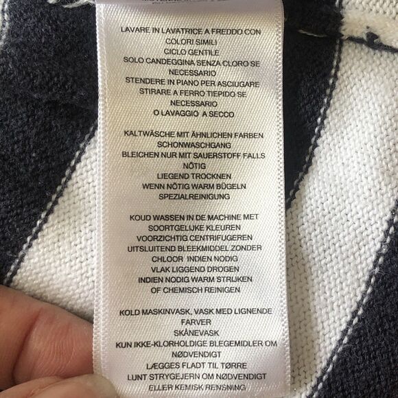 MICHAEL Michael Kors Women Sweater Orange Navy White Stripe Gold Grommets Large - Picture 15 of 16